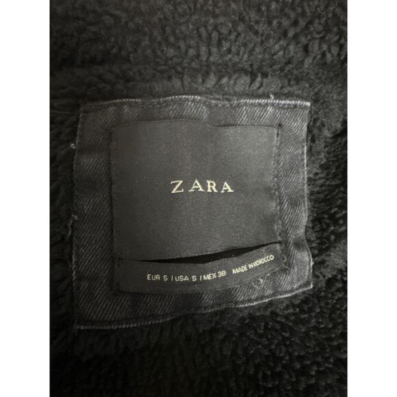 Zara Black denim jacket sherpa lined size small - Picture 12 of 14